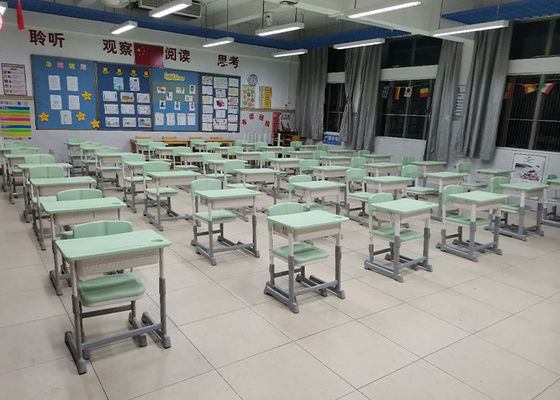 중국 조정 가능한 플라스틱 학교 테이블 좌석 다채로운 기본 단일 학생 책상과 의자 세트 도매 협력 업체
